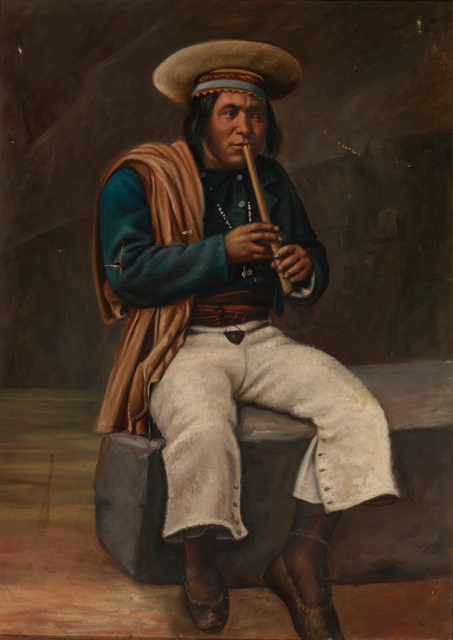 Boliviansk indisk spiller Quena, ca. 1890-1892. av Unbekannt