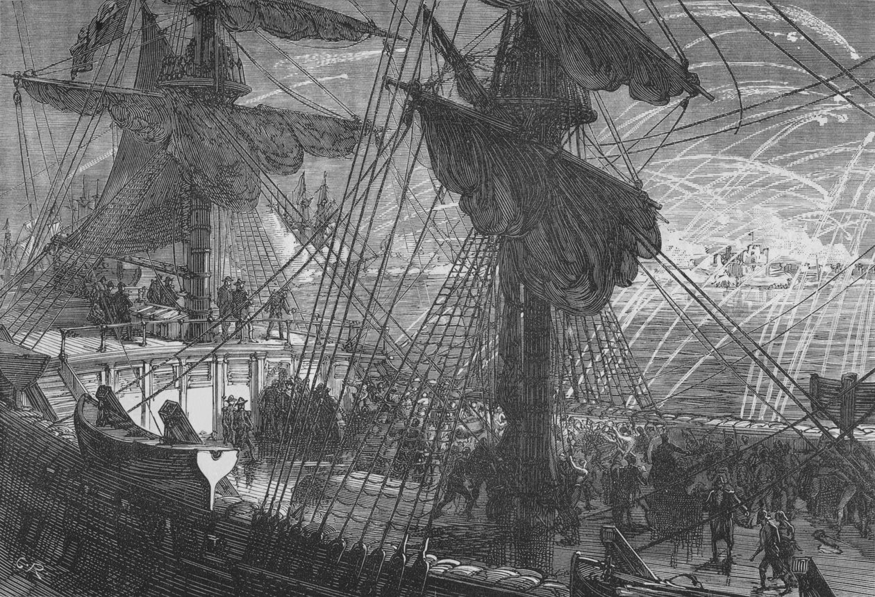 Bombardment of Flushing, c1880 av Unbekannt
