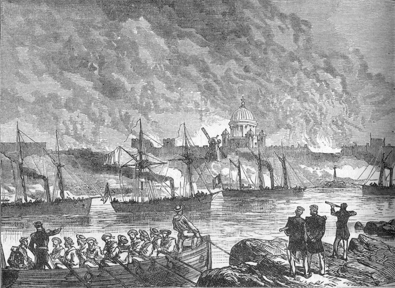 Bombardement av Sweaborg, c1880 av Unbekannt