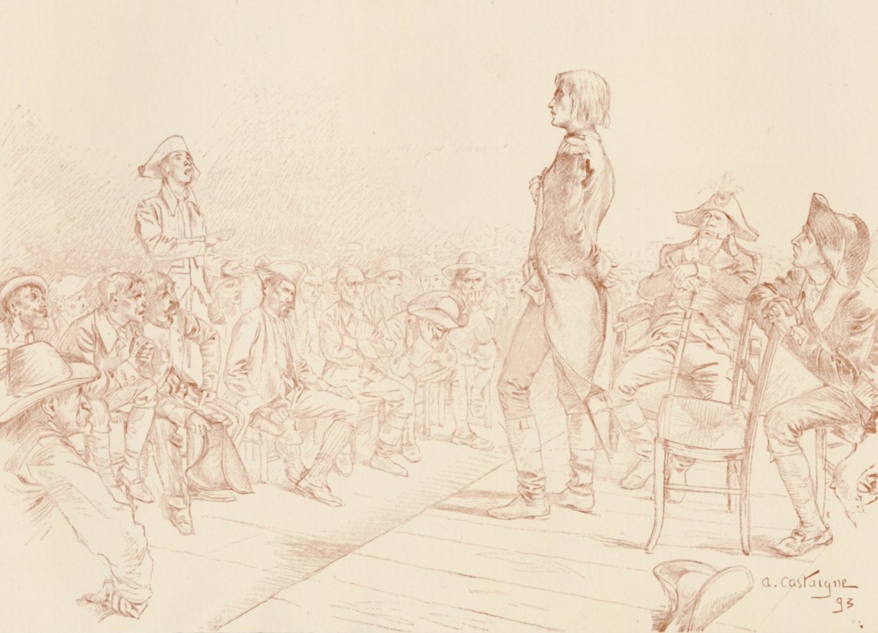 Bonaparte henvender seg til en jakobinsk klubb på Korsika, c1789, 1896 av Unbekannt