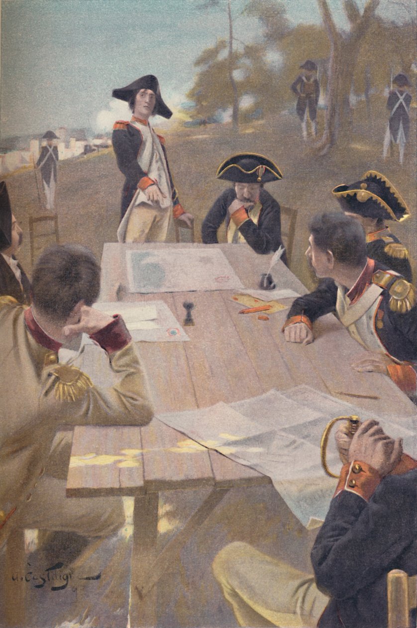 Bonaparte forklarer sin plan for inntak av Toulon, 1793, 1896 av Unbekannt