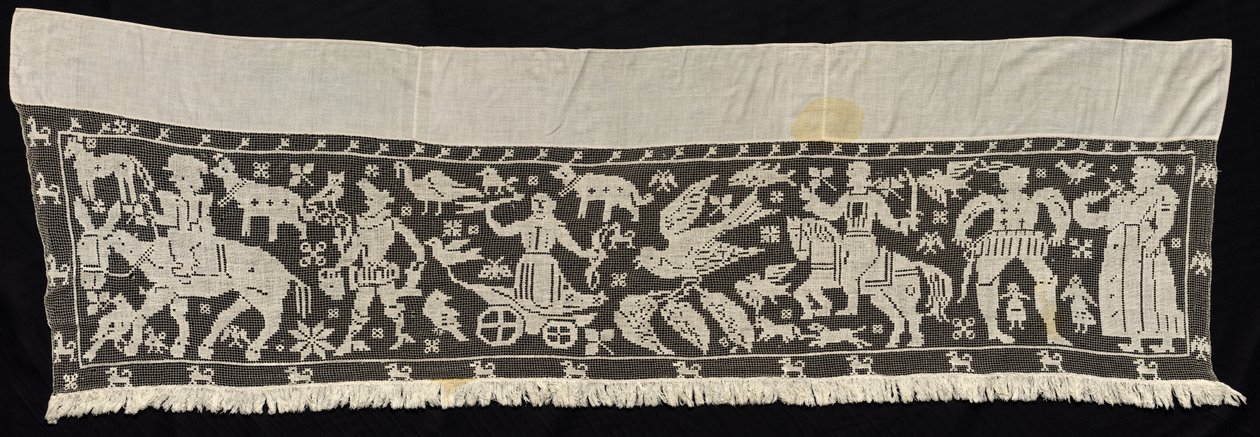Grens med monterte og stående figurer, vogner og dyr, 1800-tallet. av Unbekannt