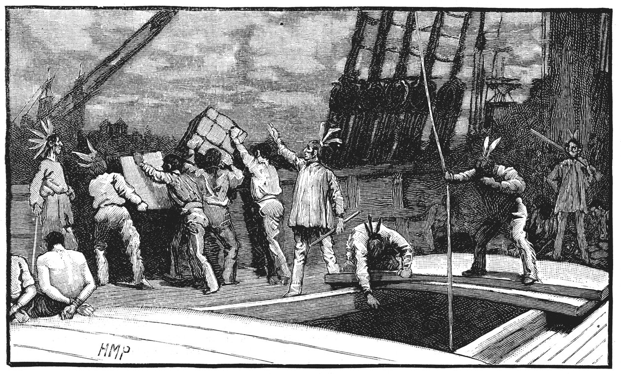 Boston Tea Party, 26. desember 1773 av Unbekannt
