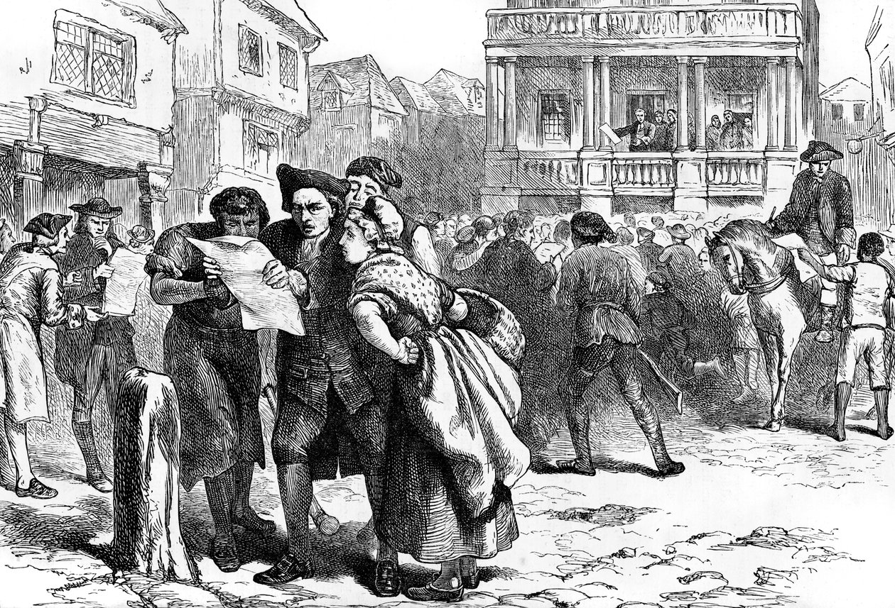 Bostonianere som leser frimerkeloven, 1765 c1880 av Unbekannt
