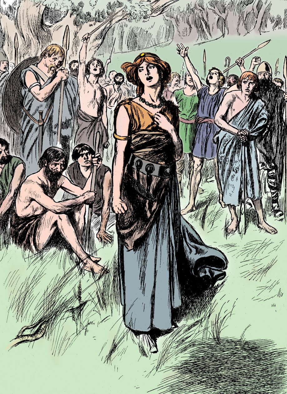 Boudicca Boadicea britiske dronning av Iceni fra det første århundre, samlet troppene sine, ca 1900 av Unbekannt