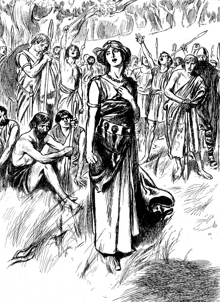 Boudicca Boadicea britiske dronning av Iceni fra det første århundre, samlet troppene sine, ca 1900 av Unbekannt