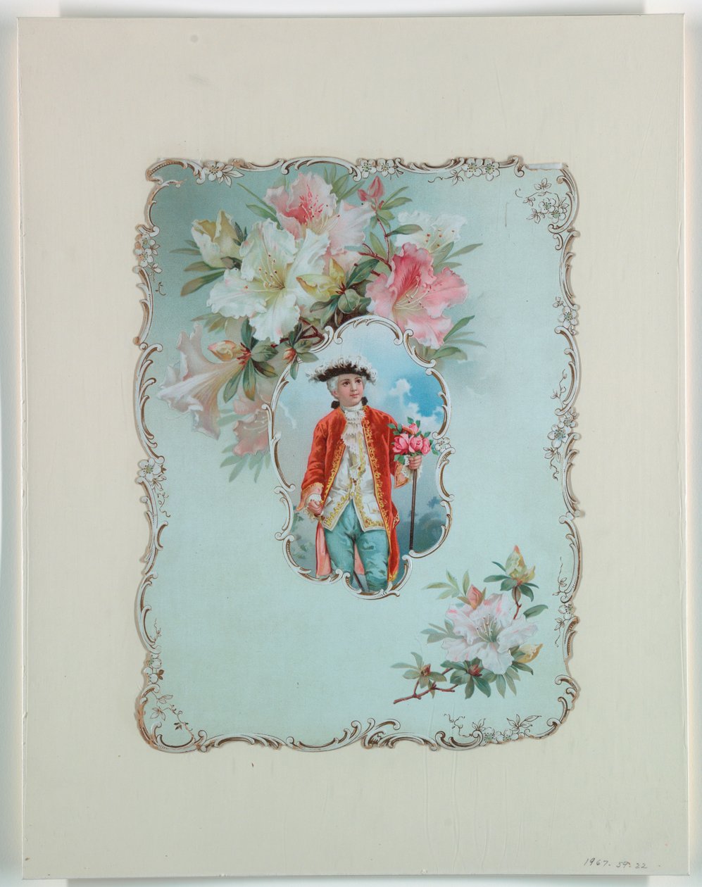 Gutt som holder en bukett roser, 1880–1910 av Unbekannt