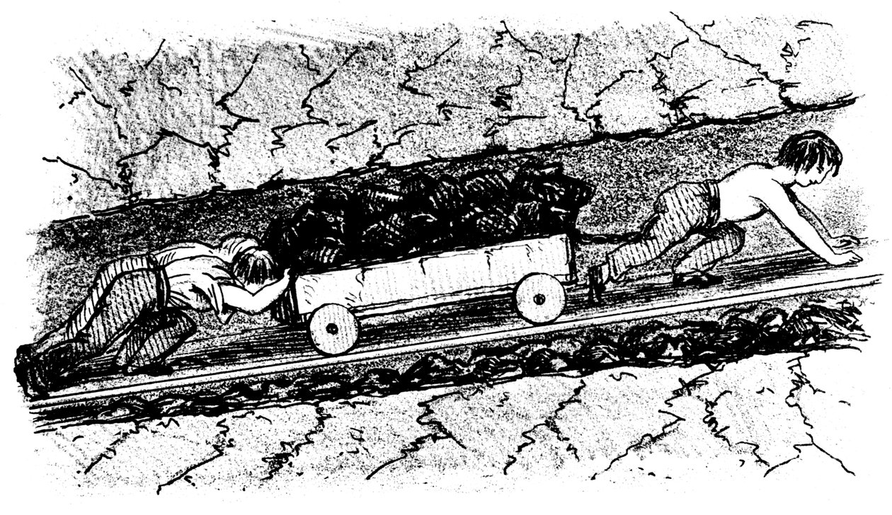 Gutteputtere flytter kull i en smal søm, Lancashire, England, 1848 av Unbekannt