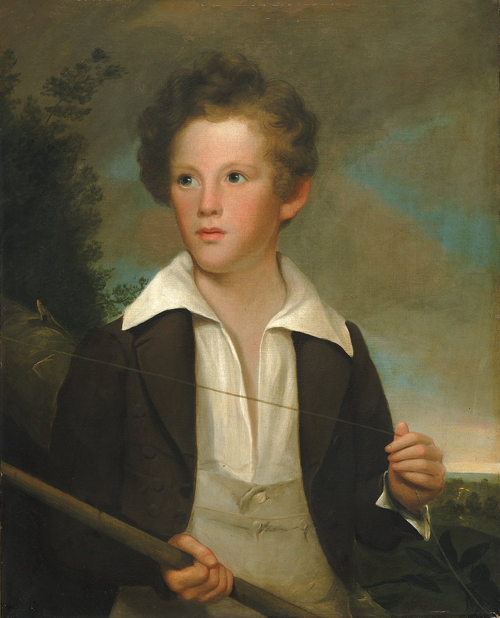 Gutt med fiskestang, ca. 1840. av Unbekannt