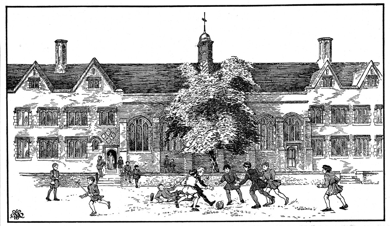 Gutter i Tudor-tider spiller fotball på Berkhamsted Grammar School, Hertfordshire av Unbekannt