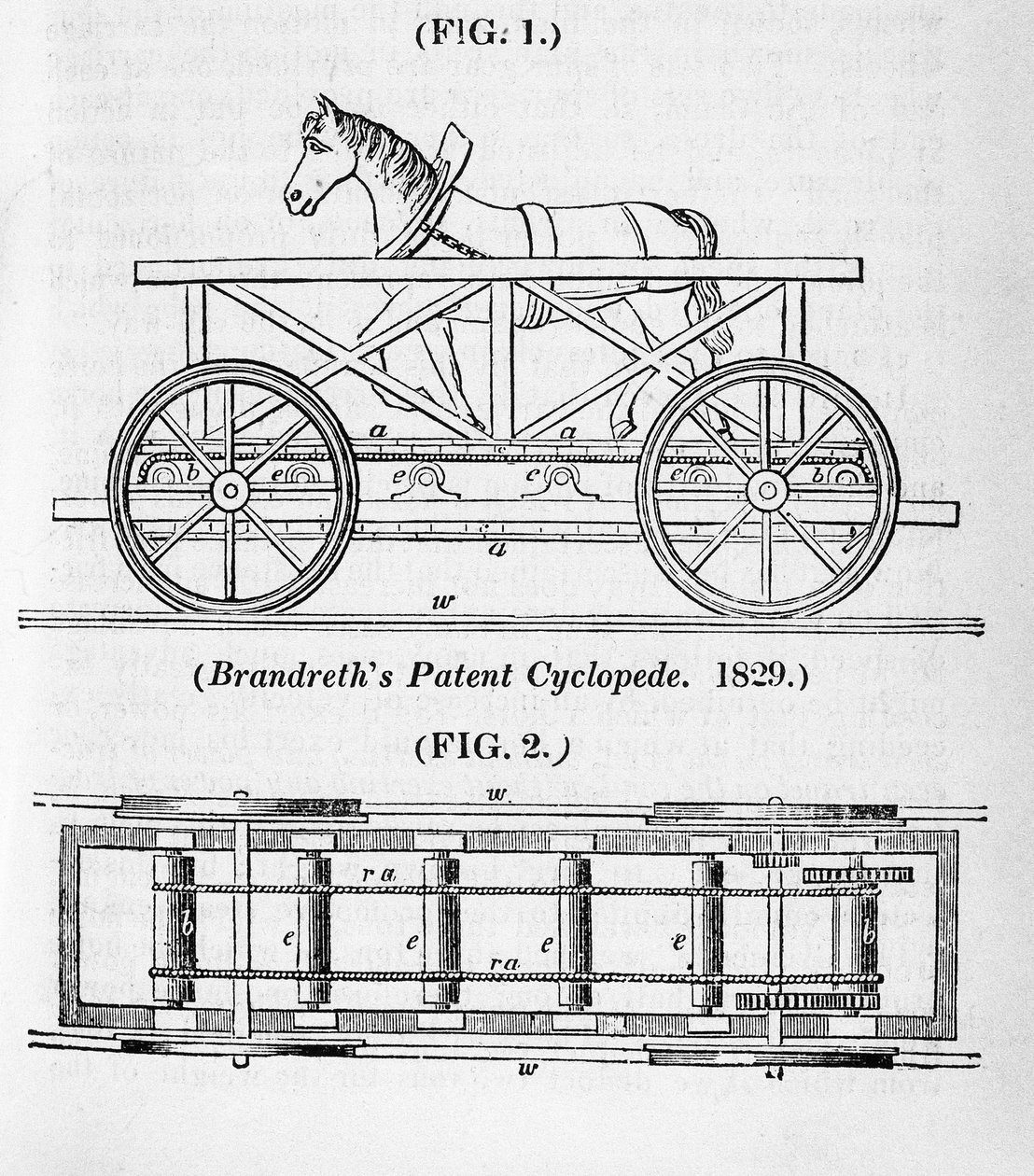 Brandreths hestedrevne lokomotiv Cycloped, 1829 av Unbekannt
