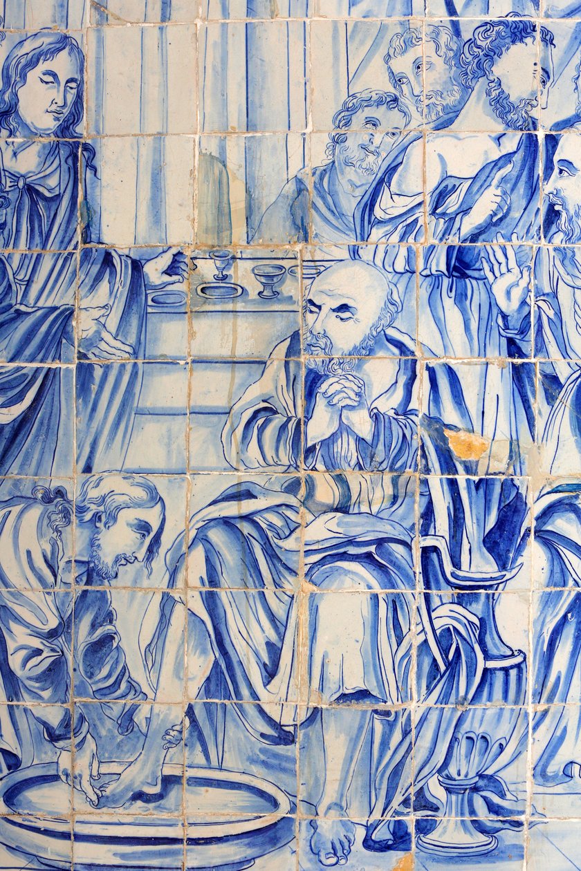 Brasil, Bahia, Salvador: Azulejo i Bonfim kirke: Jesus vasker en disippels honorar av Unbekannt