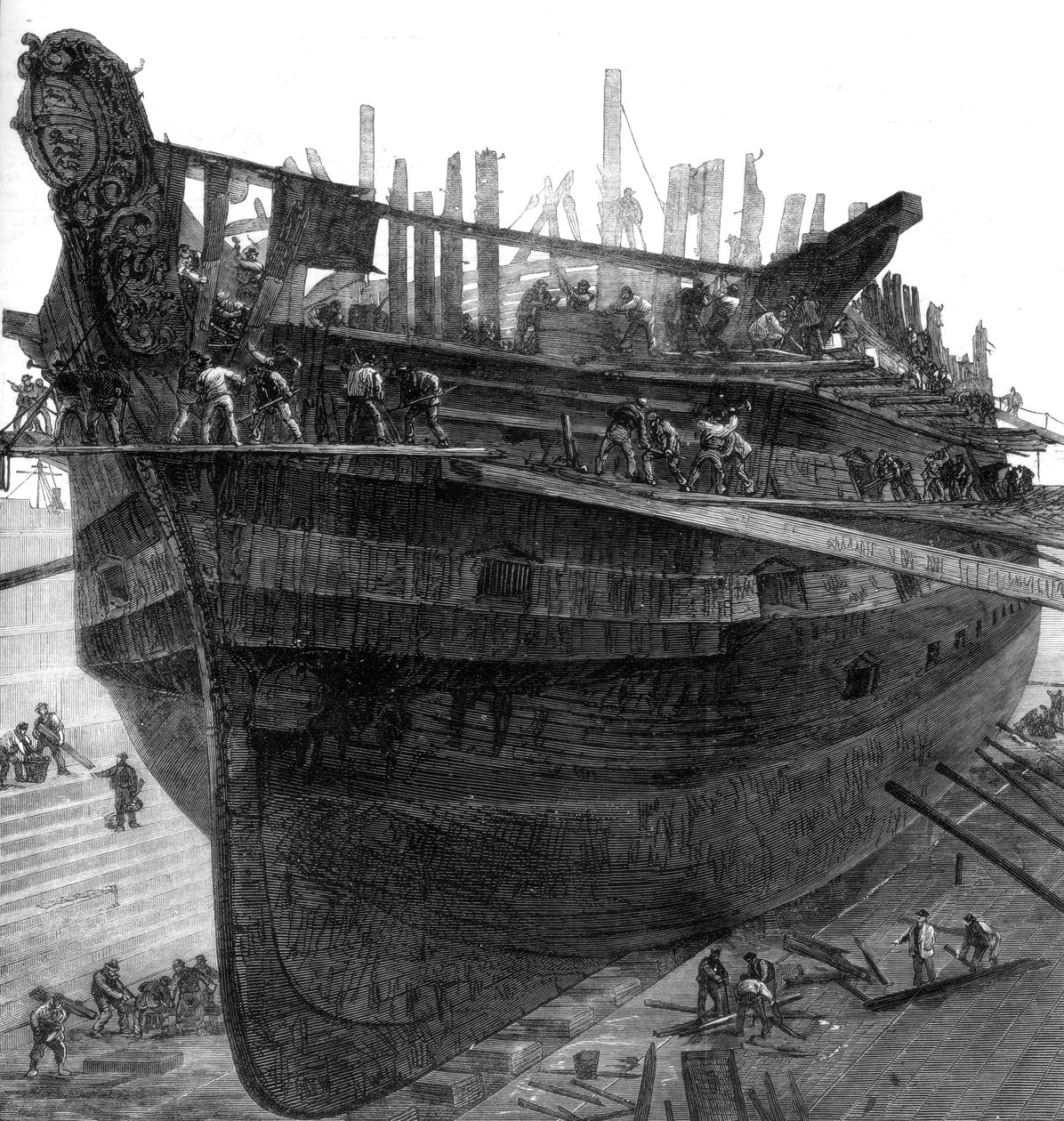 Å bryte opp sykehusskipet Dreadnought ved Chatham verft, 1875 av Unbekannt