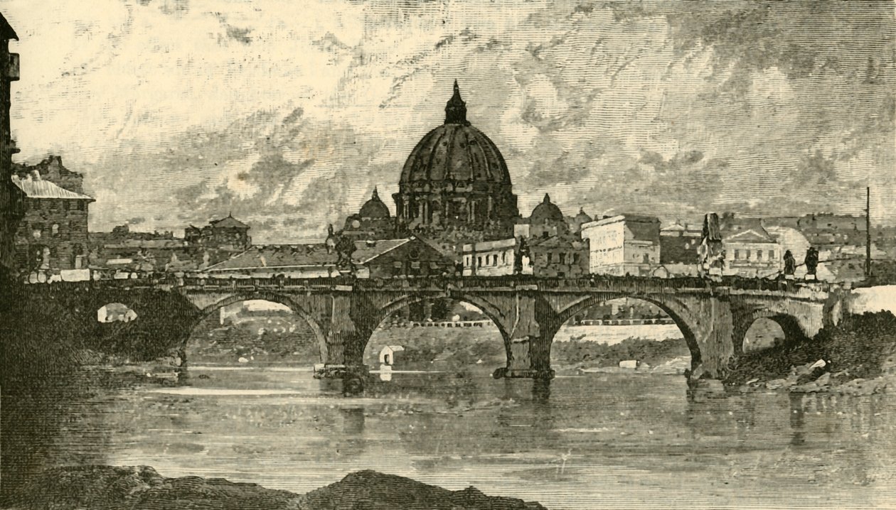 Bridge of St. Angelo, Roma, 1890. av Unbekannt
