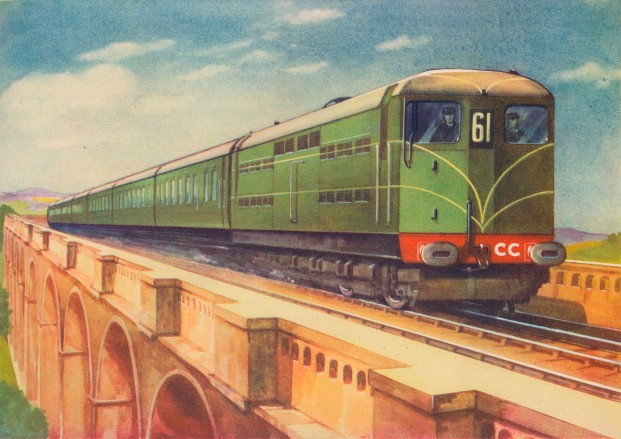 Brighton Belle, S.R.s elektriske lokomotiv, over Ouse Viaduct, 1940 av Unbekannt
