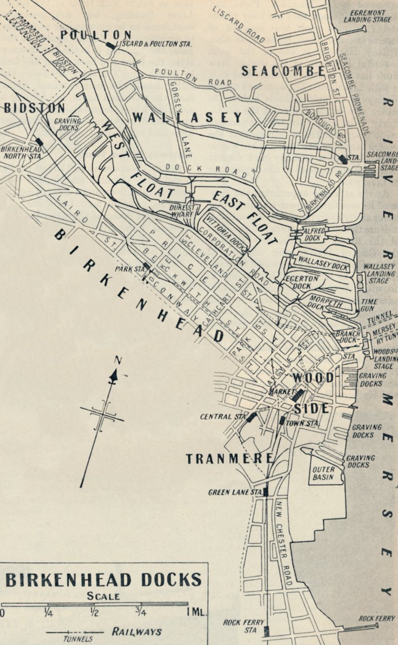 Birkenhead Docks ligger på Cheshire-siden av elven Mersey, 1936 av Unbekannt