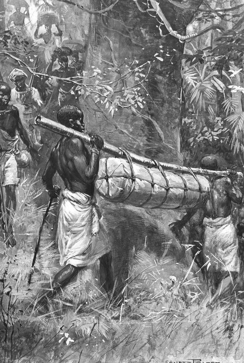 Bringer David Livingstones lik ned til kysten, Afrika, 1873 av Unbekannt