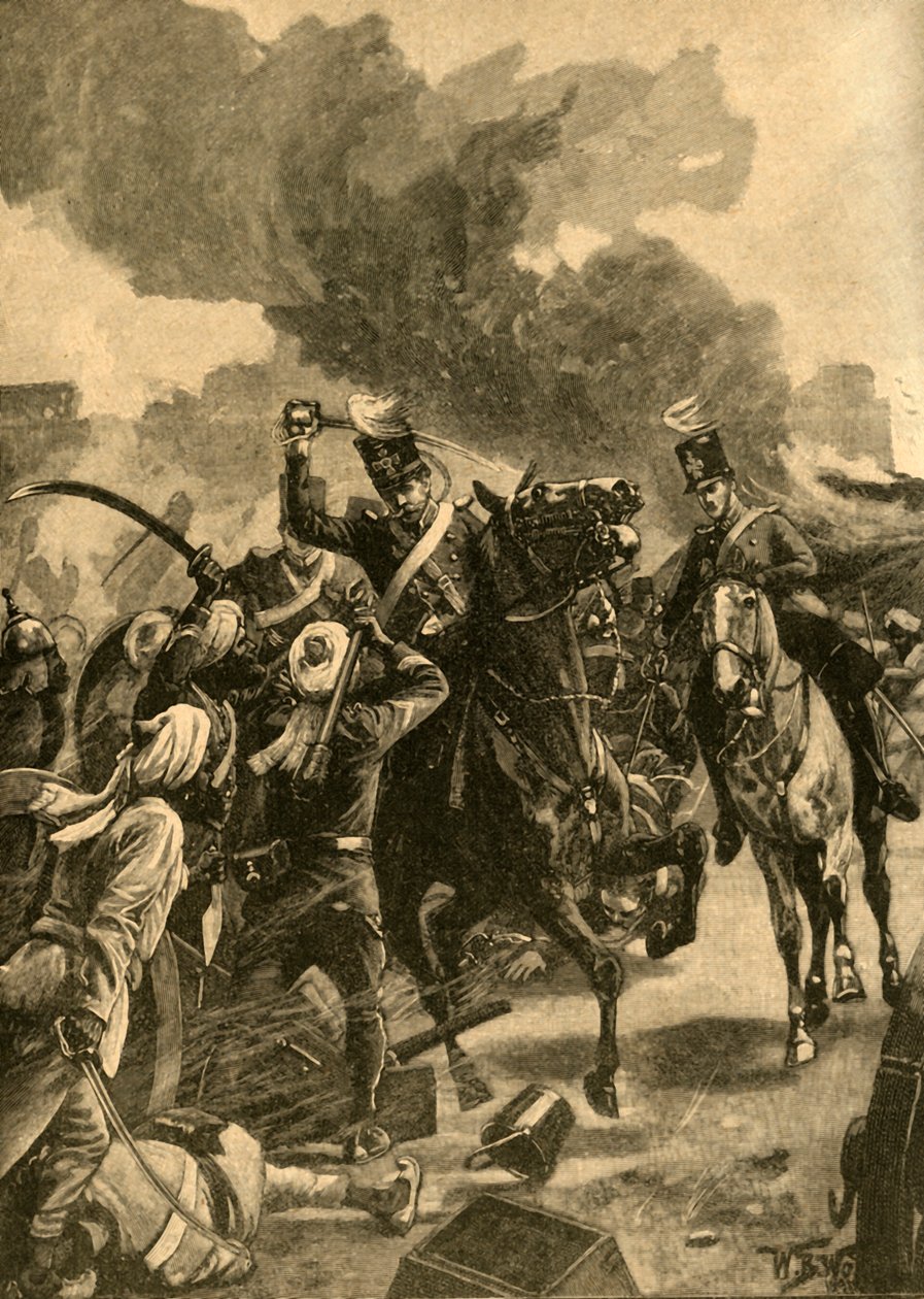 Den britiske generalen Joseph Thackwell i slaget ved Sobraon, Punjab, India, 1846 c1890. av Unbekannt