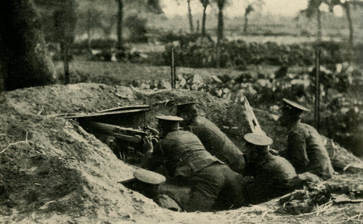 British Naval Division i Antwerpen, Belgia, første verdenskrig, 1914, c1920. av Unbekannt