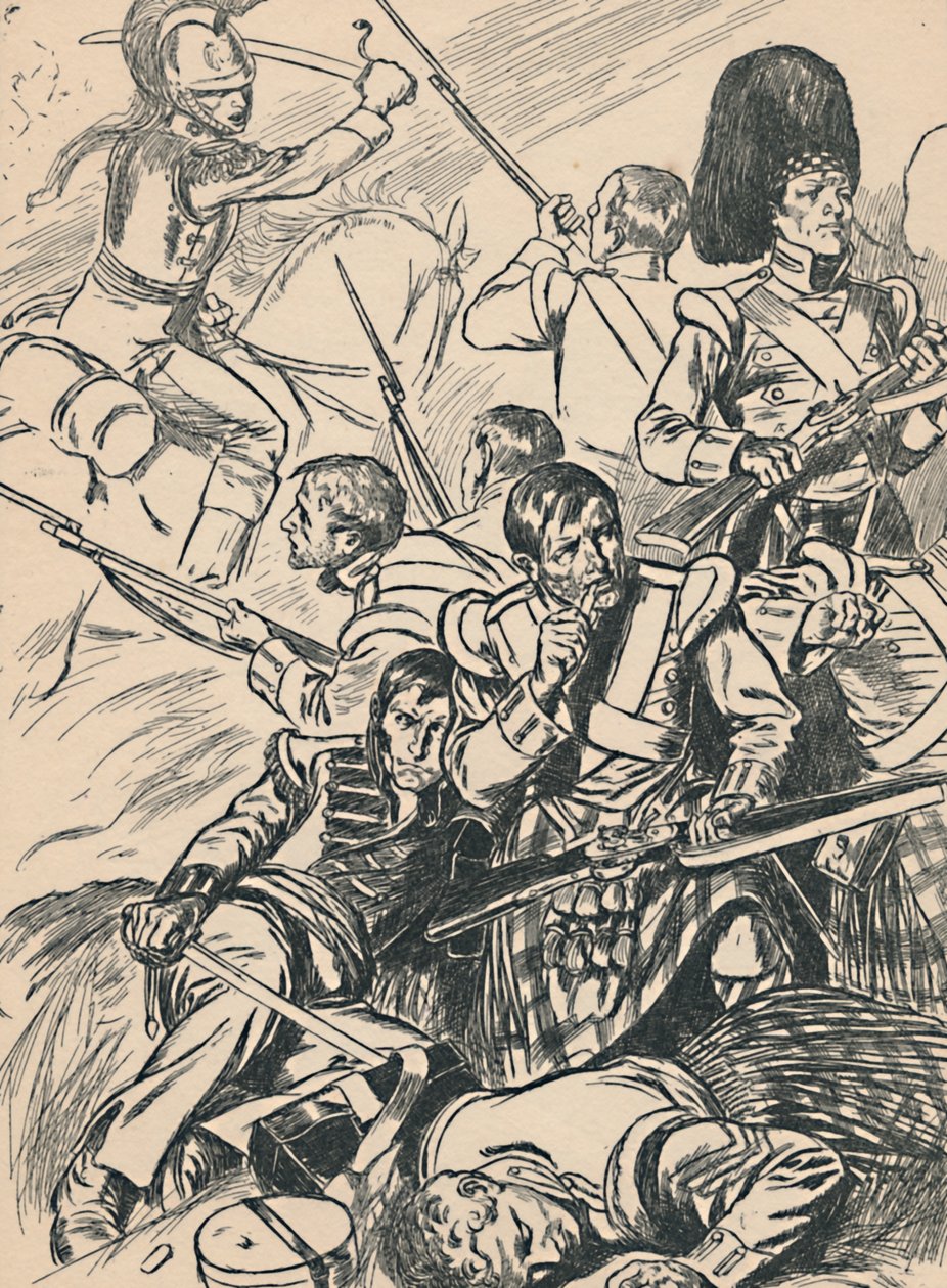 Britiske soldater i slaget ved Waterloo, c1907 av Unbekannt