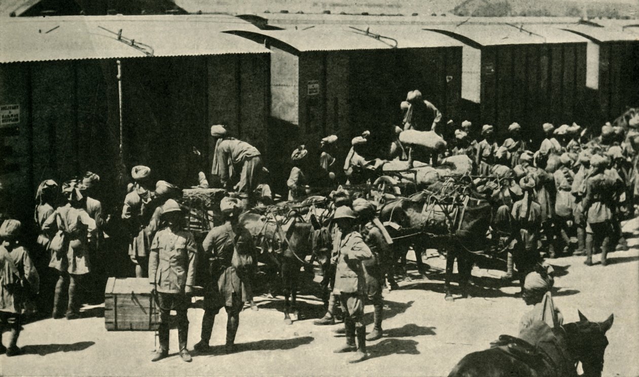 Britiske og indiske soldater i Bombay, India, første verdenskrig, 1914, c1920. av Unbekannt