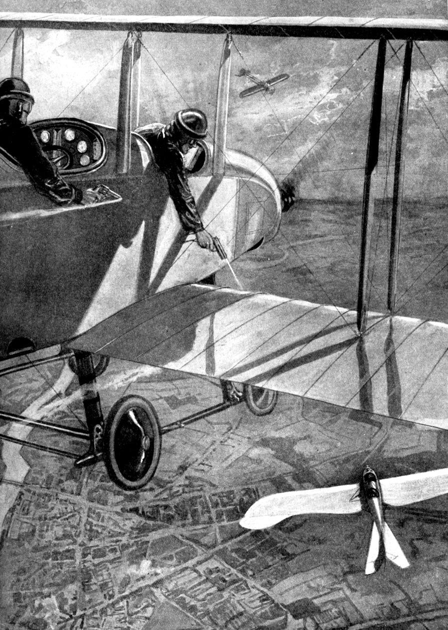 Britisk biplan mot tysk Taube, første verdenskrig, 1914 av Unbekannt