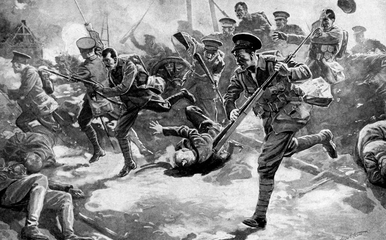 Britisk infanterikamp med tyske styrker, første verdenskrig, 1914 av Unbekannt