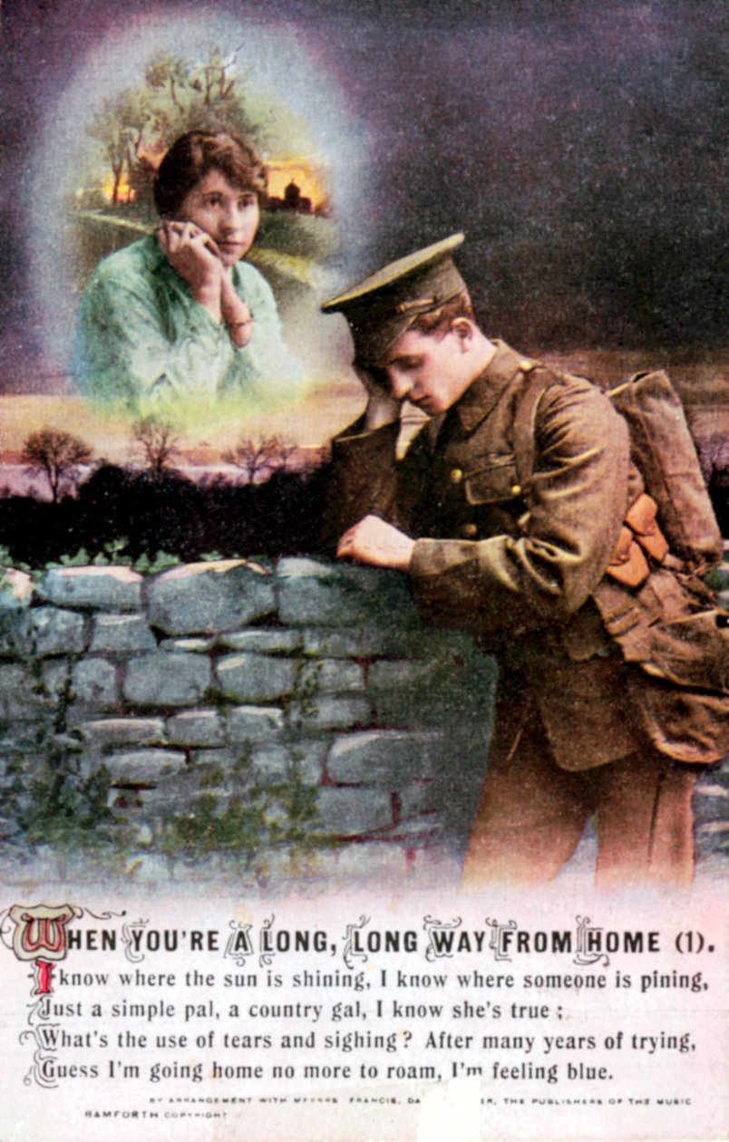 Britisk soldat drømmer om sin landskjære hjemme, første verdenskrig, 1914-1918 av Unbekannt