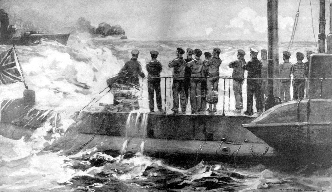 Britisk ubåt E-13 i Østersjøen for å hjelpe russerne, første verdenskrig, 1915 av Unbekannt