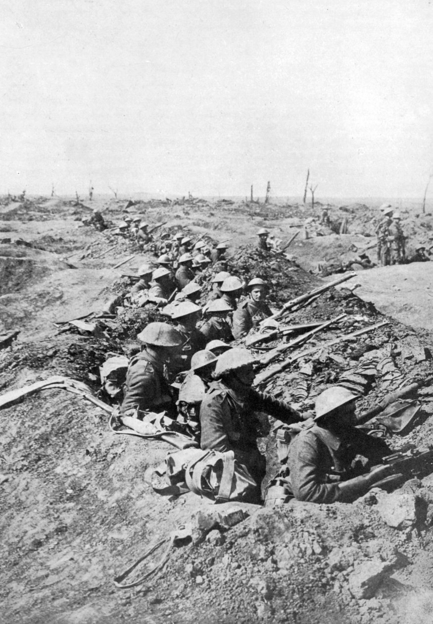Britiske tropper på Somme-høydene, Frankrike, første verdenskrig, 1914-1918, c1920 av Unbekannt