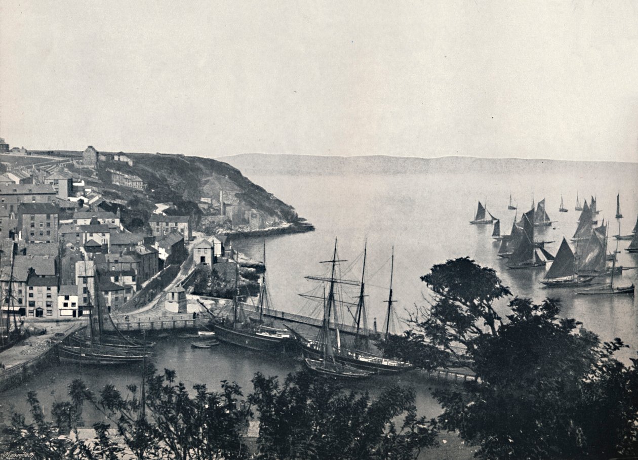 Brixham - The Lower Town, viser fiskeflåten, 1895 av Unbekannt