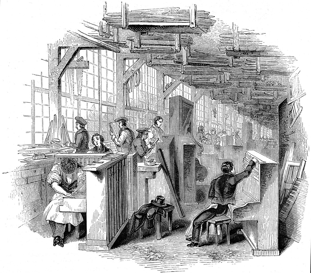 Broadwoods pianofabrikk, Horseferry Road, Westminster, London, 1842 av Unbekannt