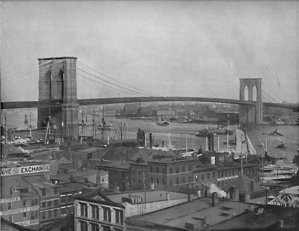 Brooklyn Bridge, New York, c1897. av Unbekannt
