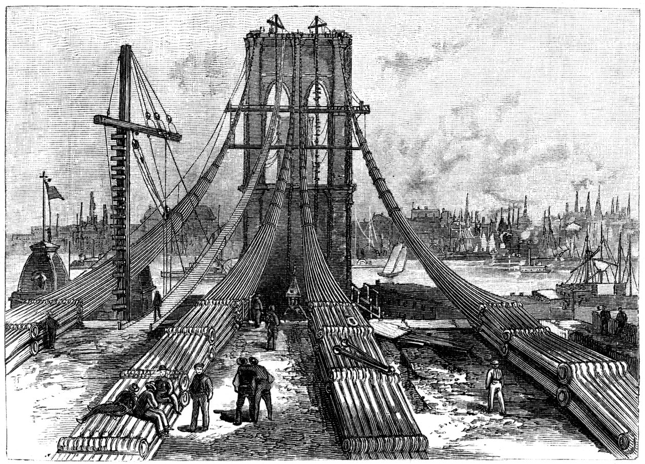 Brooklyn Suspension Bridge, New York, USA: kabelforankring ved Brooklyn-kysten, 1883 av Unbekannt