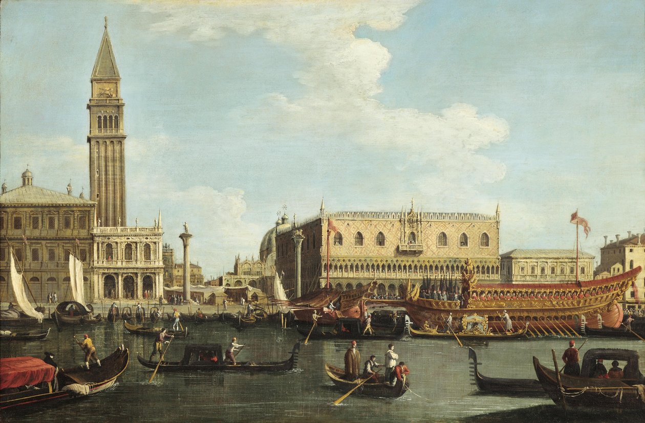 Bucintoro ved brygga i Venezia på oppstandelsens dag av Unbekannt