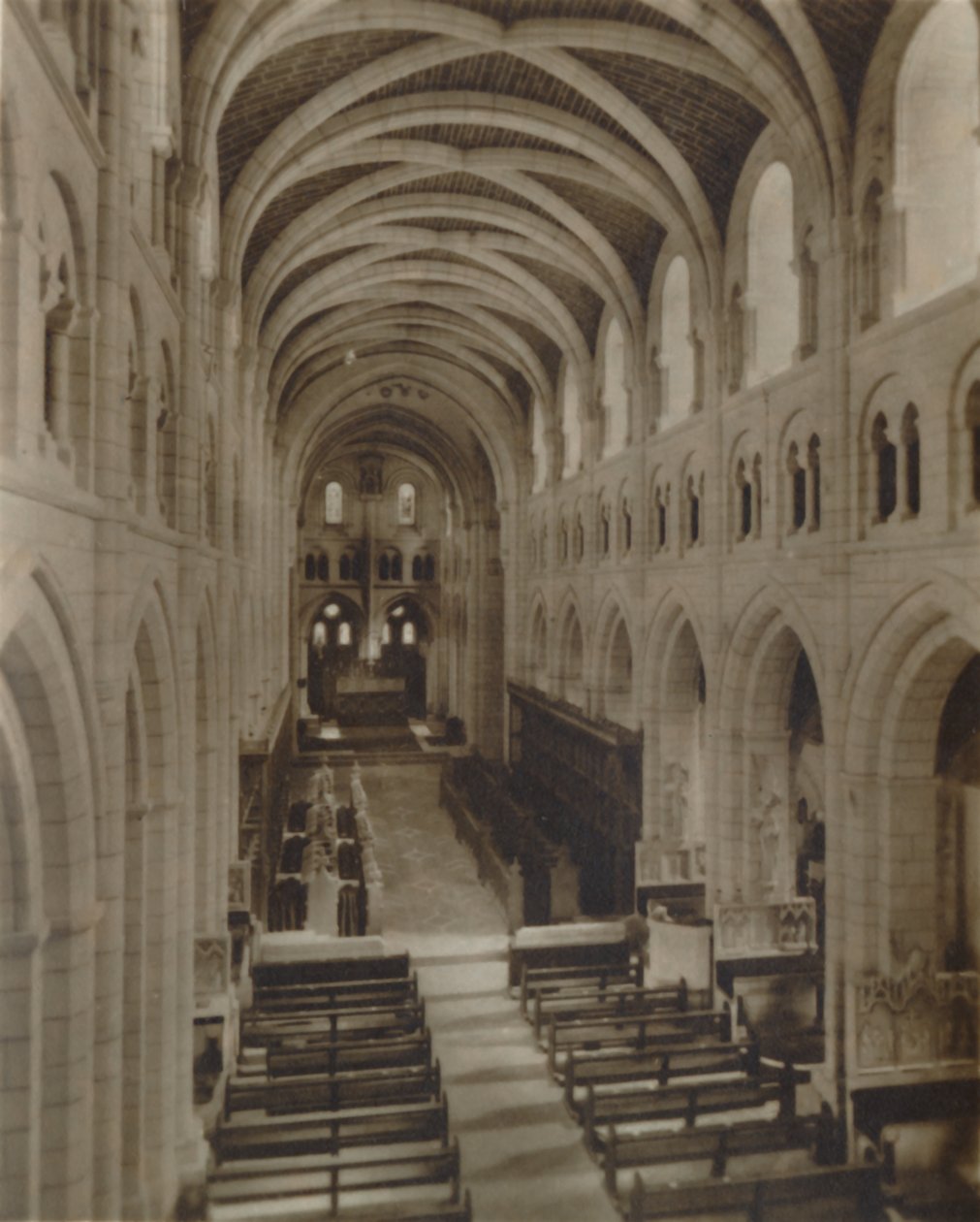 Buckfast Abbey Church Interiør, sent på 1800- og begynnelsen av 1900-tallet av Unbekannt