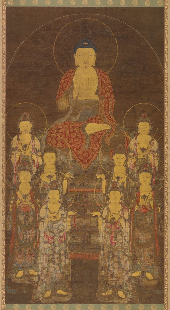 Buddha Amitabha Amita og de åtte store bodhisattvaene, sen Goryeo-periode, midten av slutten av 1300-tallet. av Unbekannt