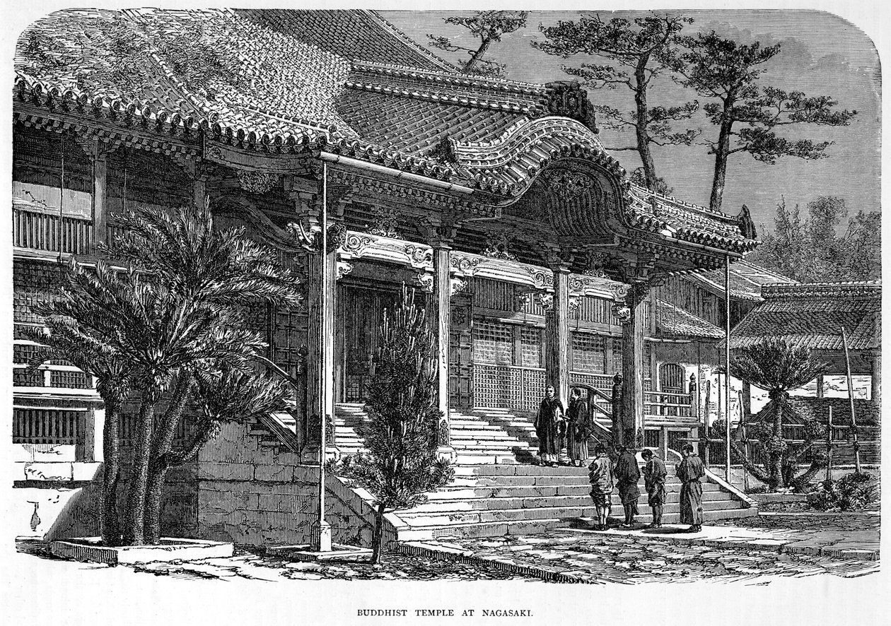 Buddhisttempel i Nagasaki, Japan, ca 1880 av Unbekannt