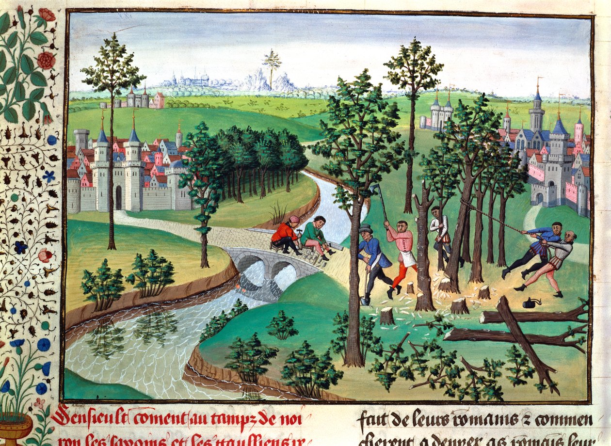 Bygge en vei, 1400-tallet av Unbekannt
