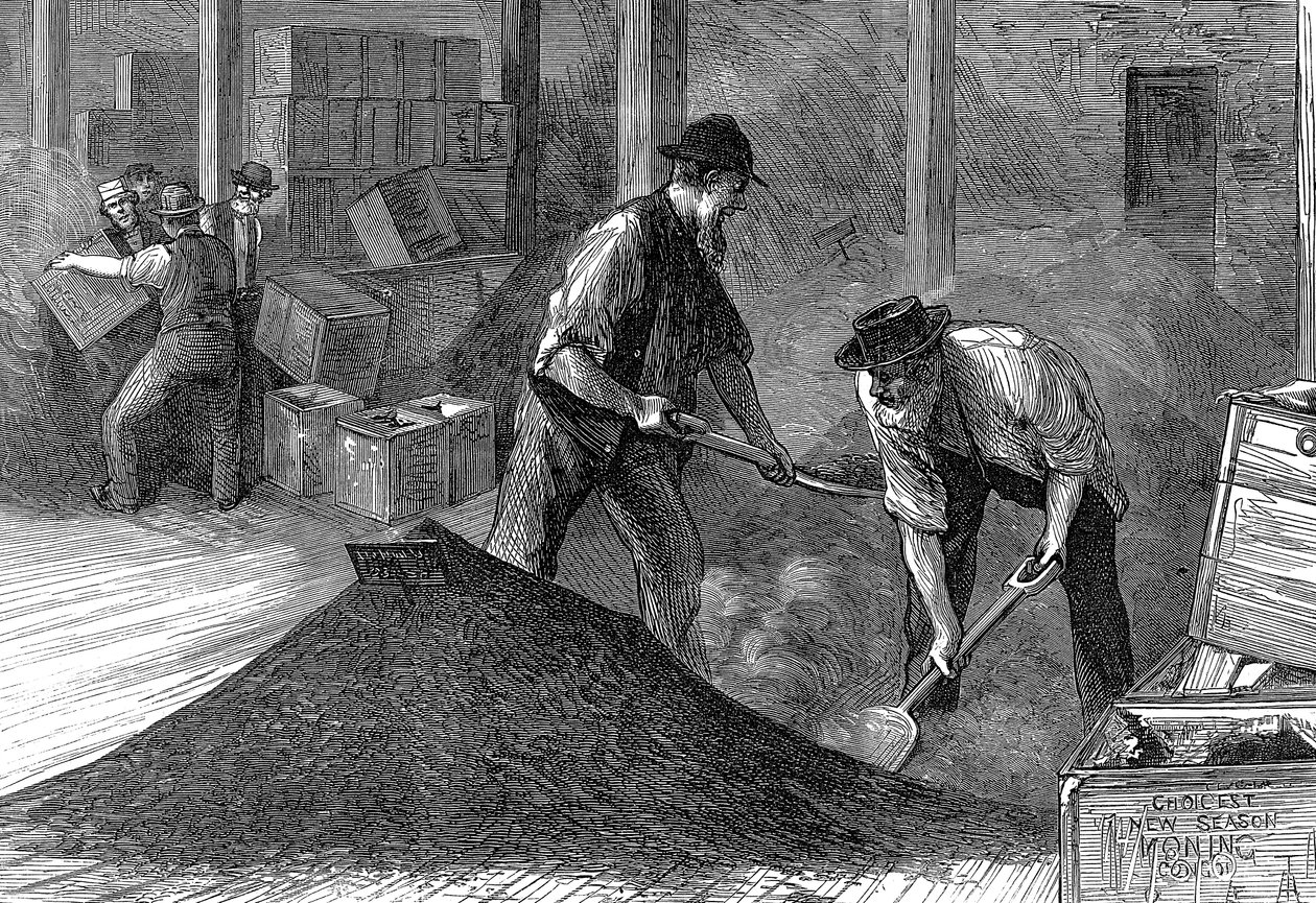 Bulking te i varehusene til East & West India Dock Company, London, 1874 av Unbekannt
