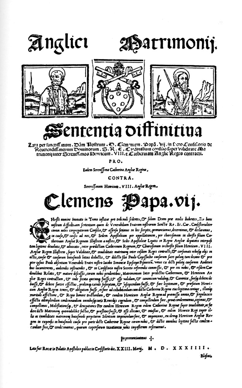 Bull av pave Clemens VII. Mot Henry VIIIs skilsmisse, 1530, 1903 av Unbekannt