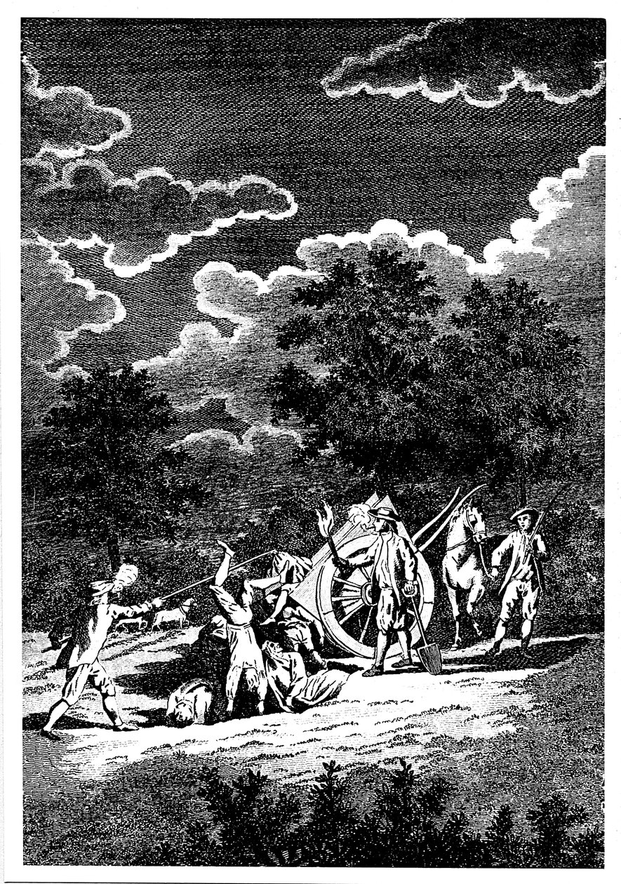 Begraver ofre for London-pesten om natten i flere graver, 1665 av Unbekannt
