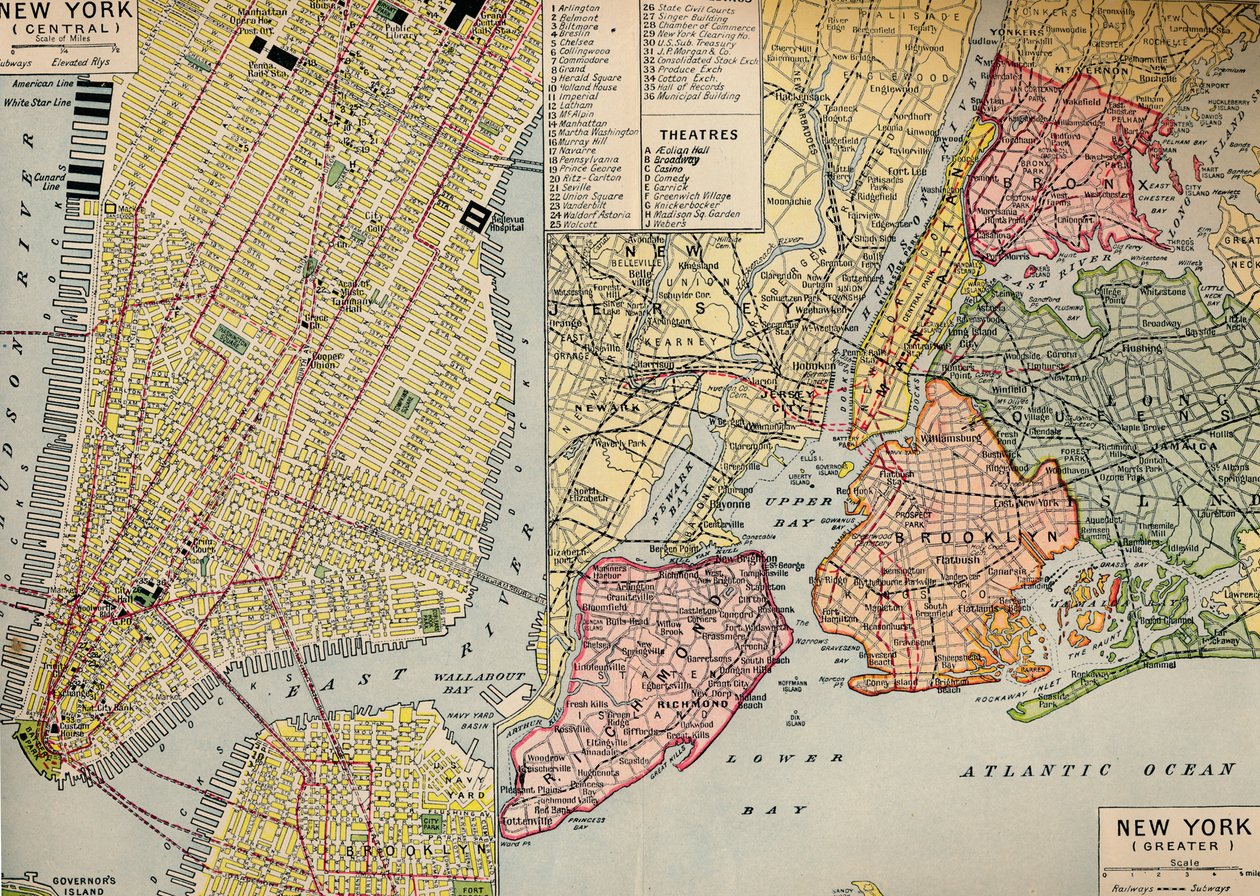Business Center of New York ved Seaward End på Manhattan og omegn, ca 1930-tallet av Unbekannt