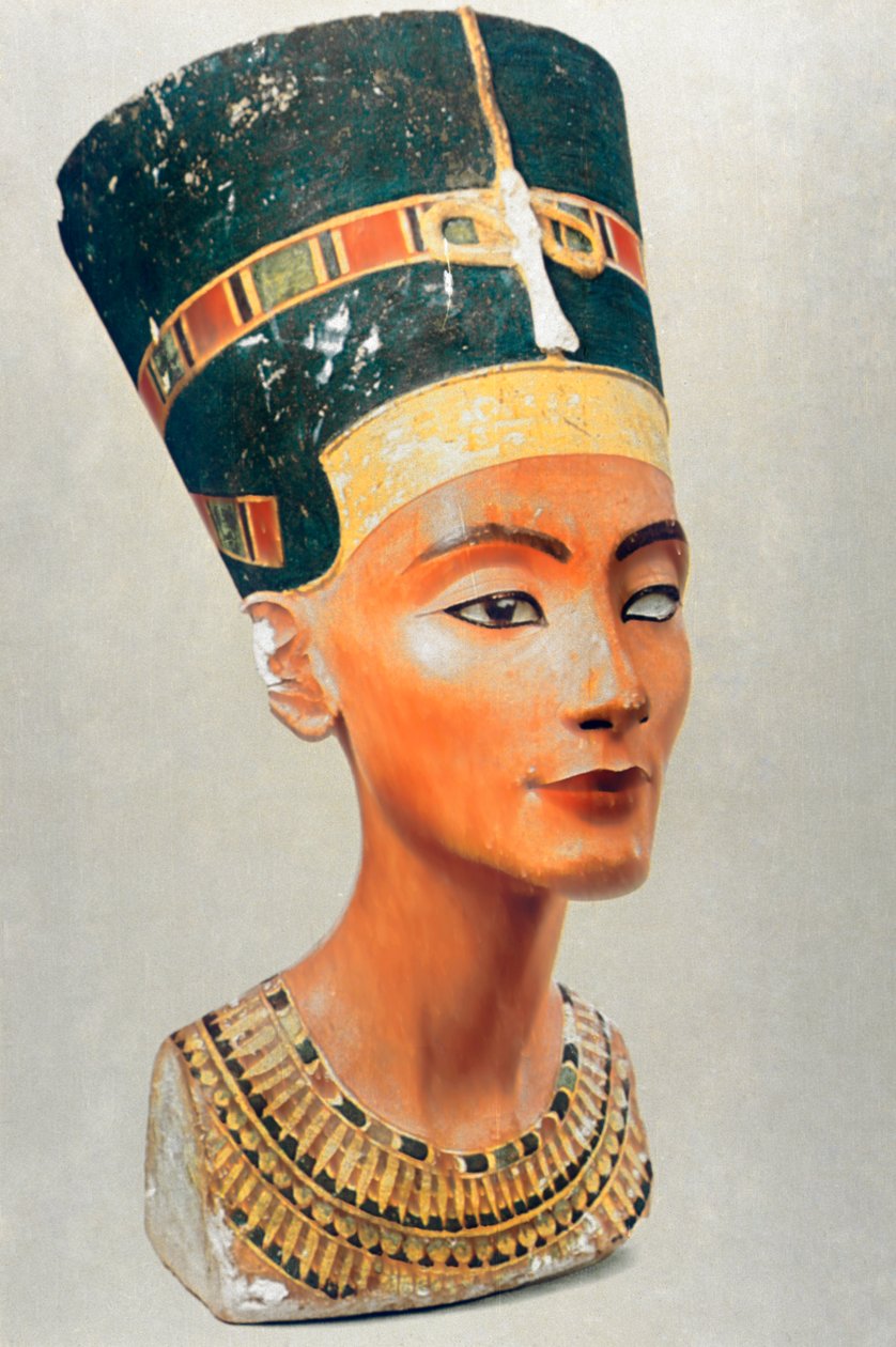 Byste av Nefertiti, dronning og kone til den gamle egyptiske farao Akhenaten Amenhotep IV av Unbekannt