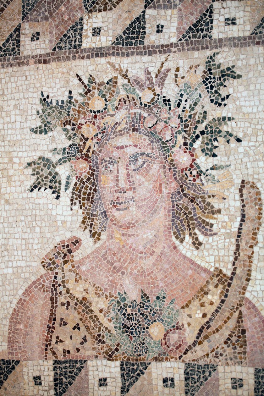 Byste av våren - Detalj av Four Season-panelet - Paphos mosaikk, House of Dionysos - Kypros - Personifisering av våren - Detalj av mosaikken av de fire årstidene - Mosaics of Paphos, House of Dionysos - Slutten av II århundre etter JC - UNSECO Site - Kypro av Unbekannt