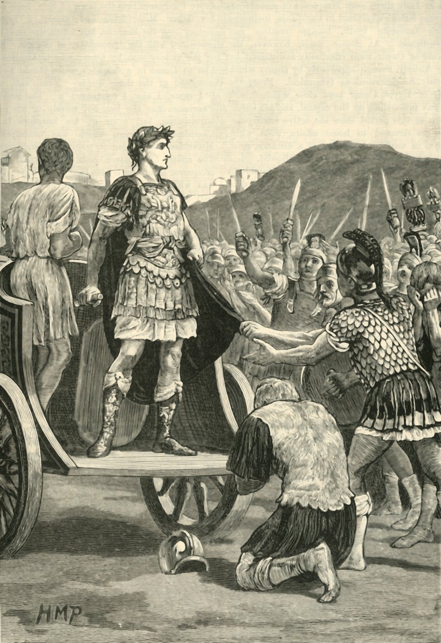 Caesar henvender seg til Malcontent Legions på Campus Martius, 1890. av Unbekannt