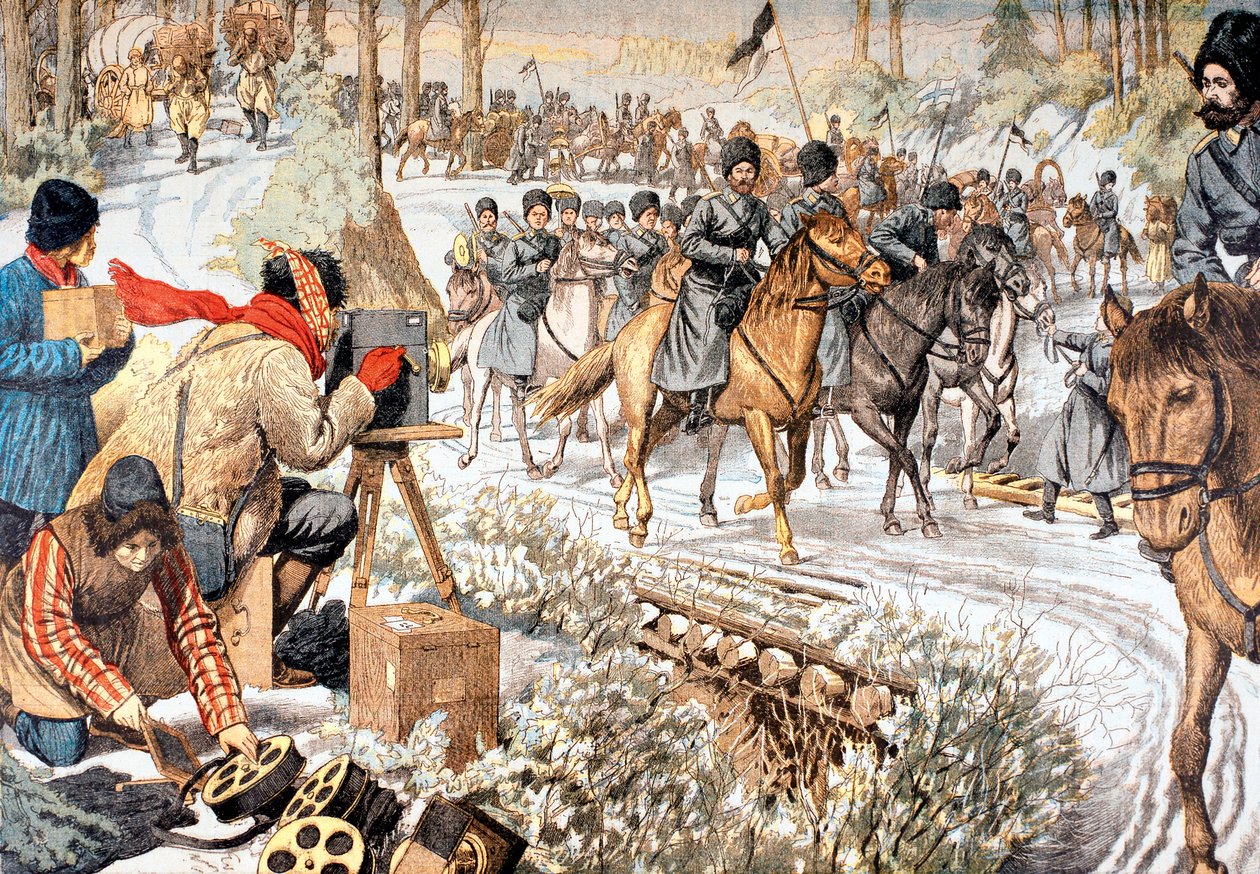 Kameramann fra å filme russiske tropper i Manchuria for en tidlig nyhetsfilm, Russisk-japansk krig, 1904 av Unbekannt
