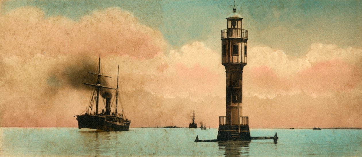 Suez-kanalen. De bitre innsjøene - The north light-house, c1918-c1939. av Unbekannt