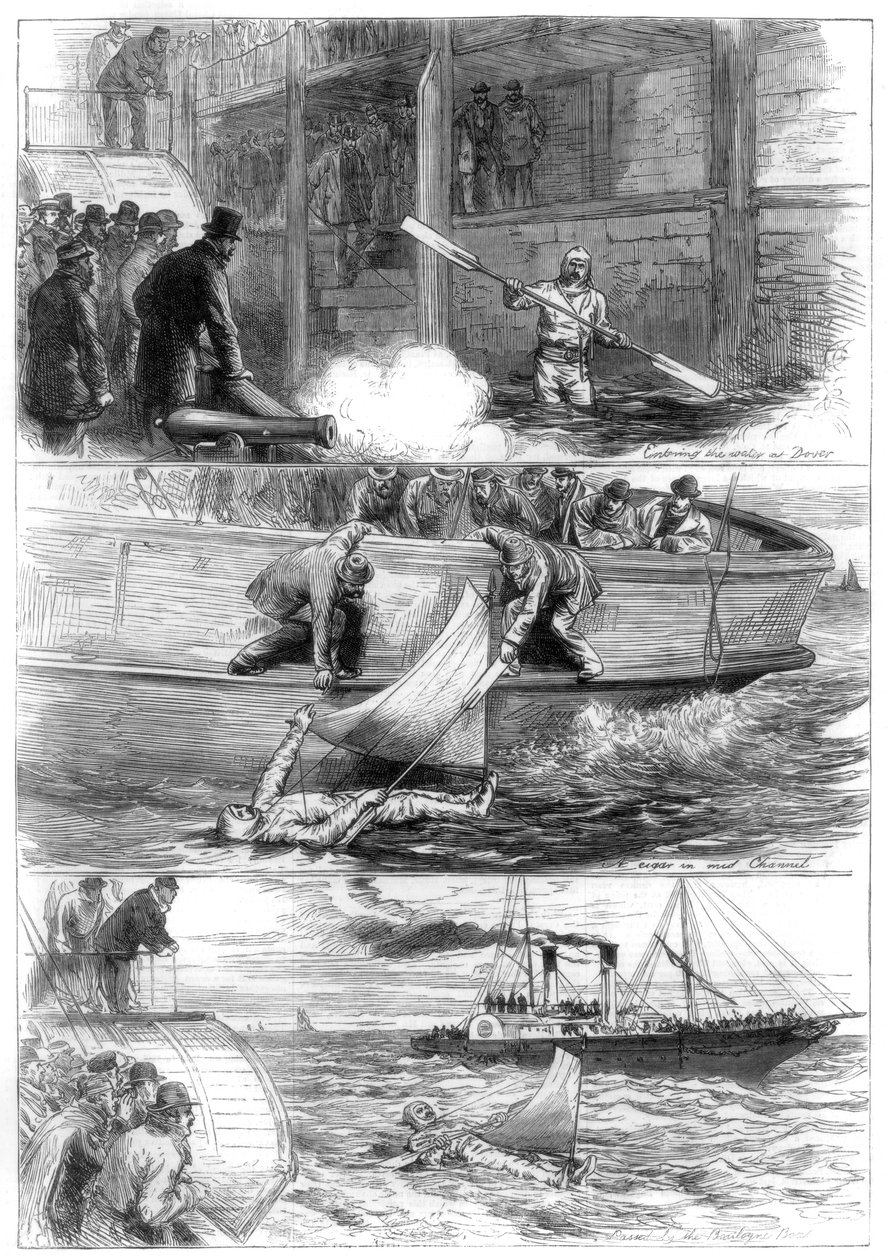 Kaptein Boytons reise over kanalen, 1875 av Unbekannt