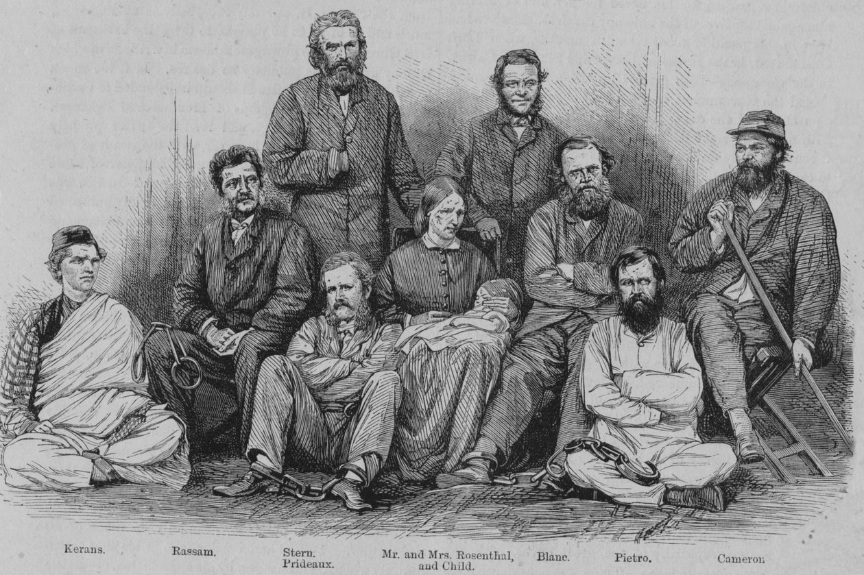 Kaptein Cameron og de andre abyssiniske fangene, c1864. av Unbekannt